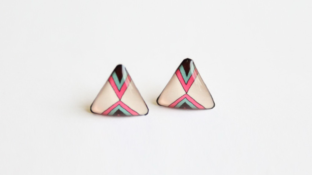 Elegant and classy ivory beige triangle studs